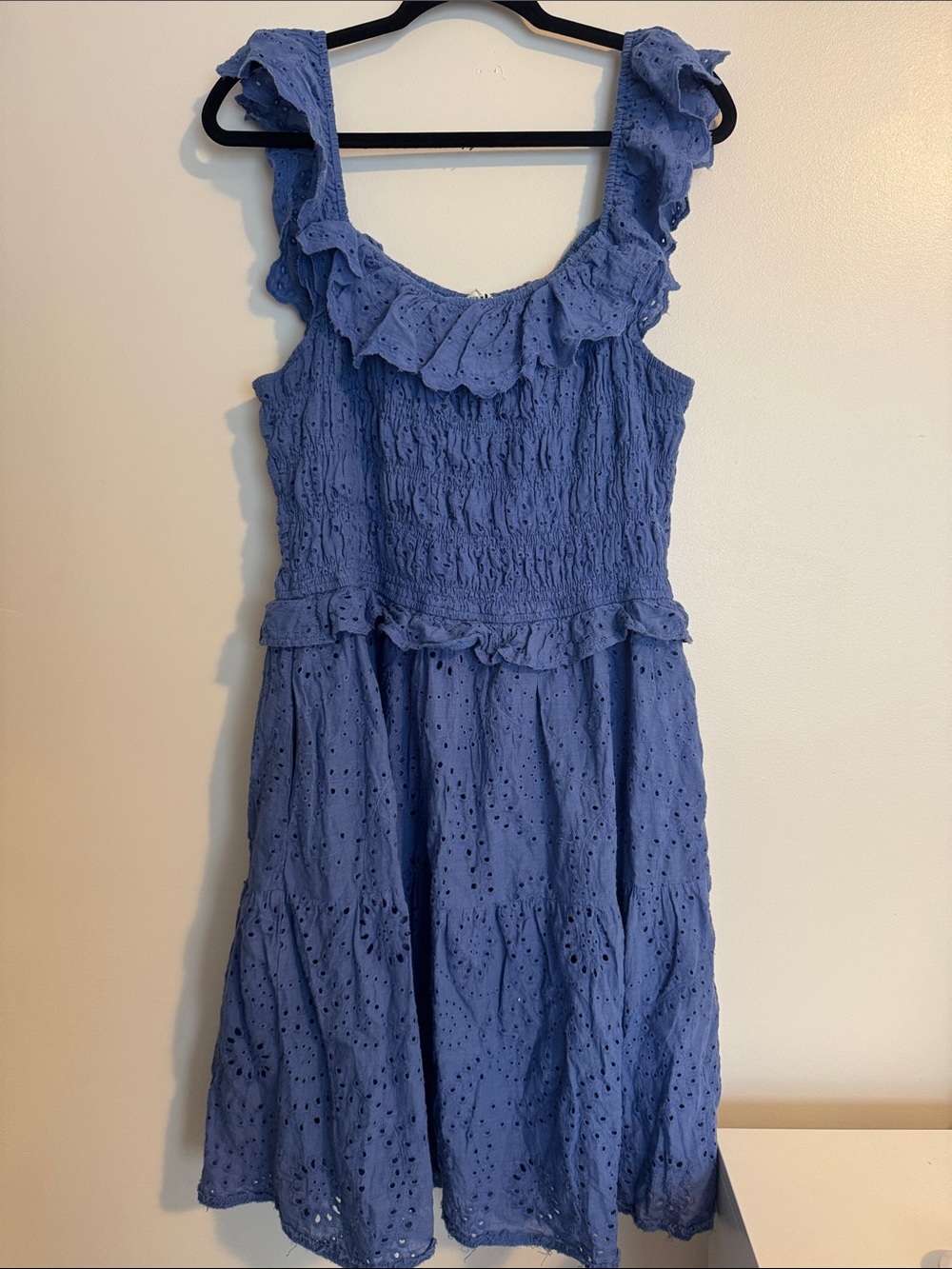 Arula Ruffle Eyelet Dress - Blue